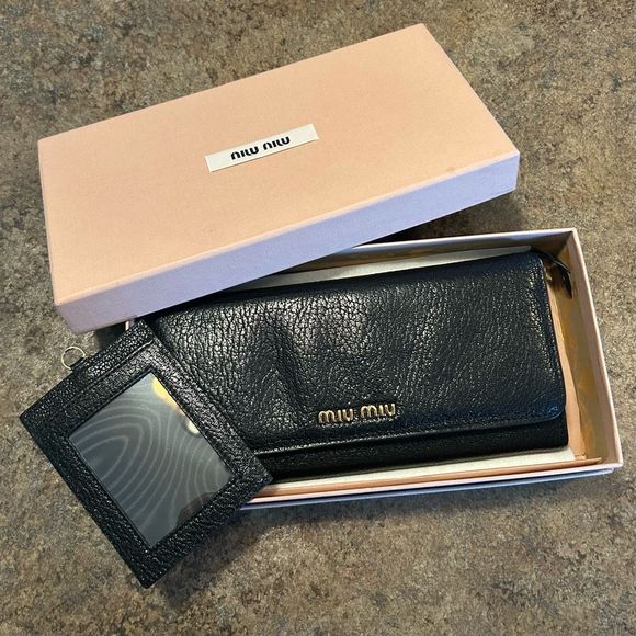 Miu Miu Handbags - 2in1 Miu Miu Long Snap Wallet Leather Black with original box